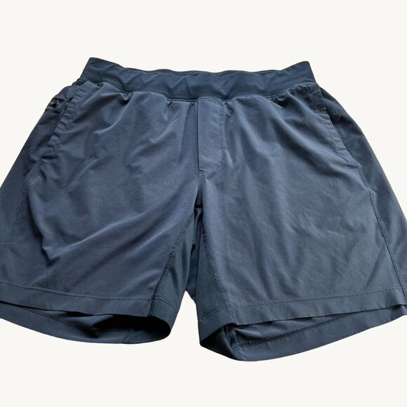 Lululemon Size L Black Mid Rise Stretch Athletic Running Training Workout Shorts - Picture 1 of 14
